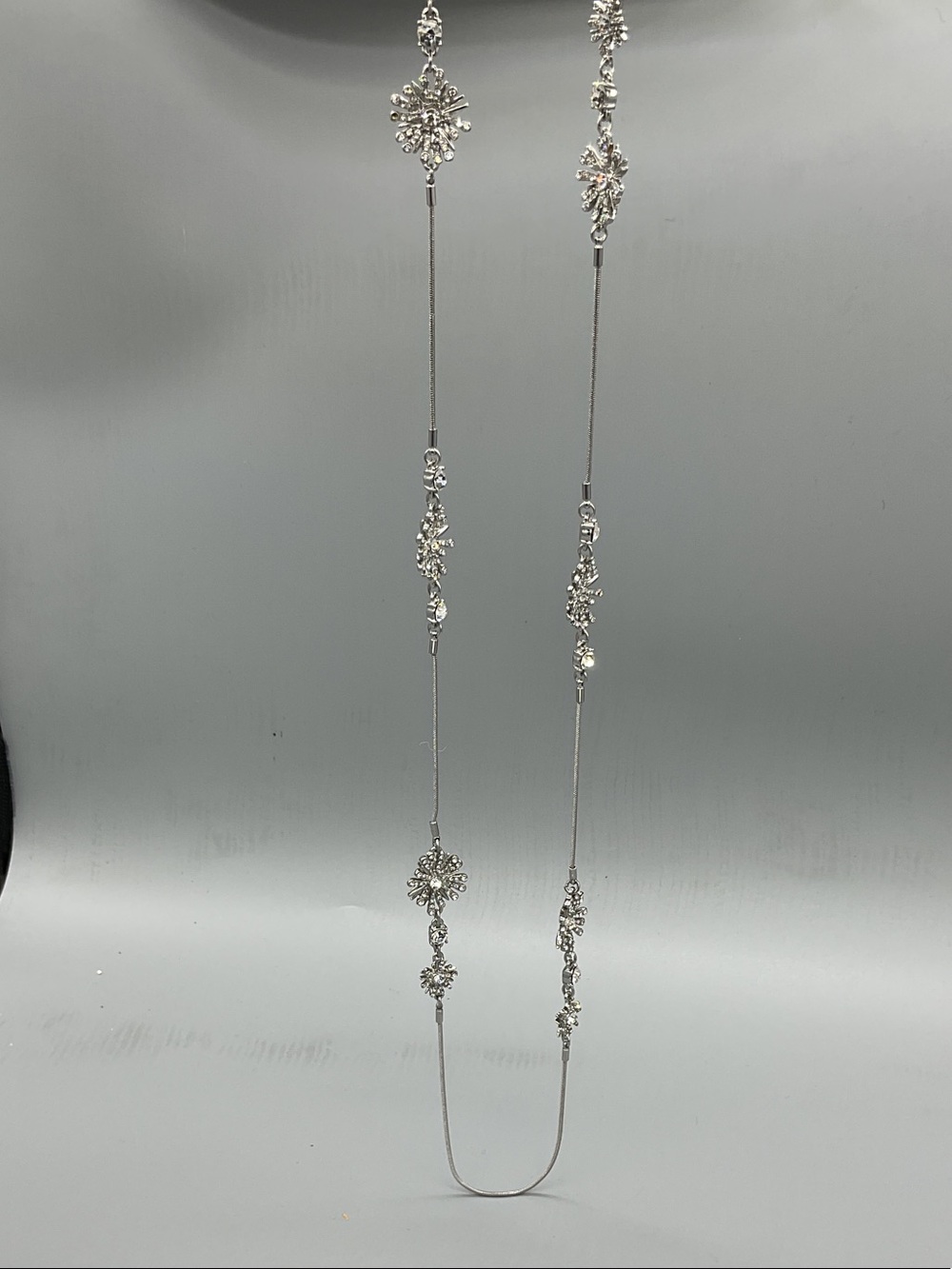Ann Taylor Silver Floral Station Long Necklace - Picture 1 of 3
